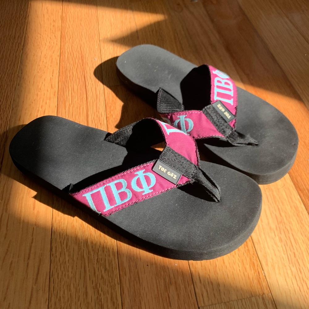 Pi Beta Phi Sorority Flip Flop Sandals - Women’s Size 7 / 37 - Toe Goz EUC - Picture 7 of 16